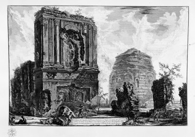 Ansicht des Grabmals von Pisone Liciniano an der antiken Via Appia von Giovanni Battista Piranesi